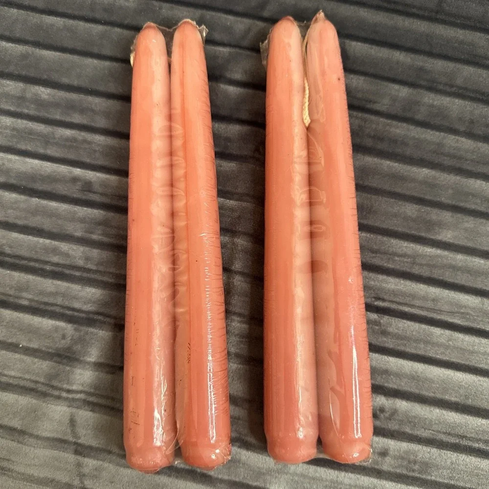 Vtg Yankee Candle Company Salt Mist Rose 6 Inch 2 Set Of 2 =4 Taper Candles NOS